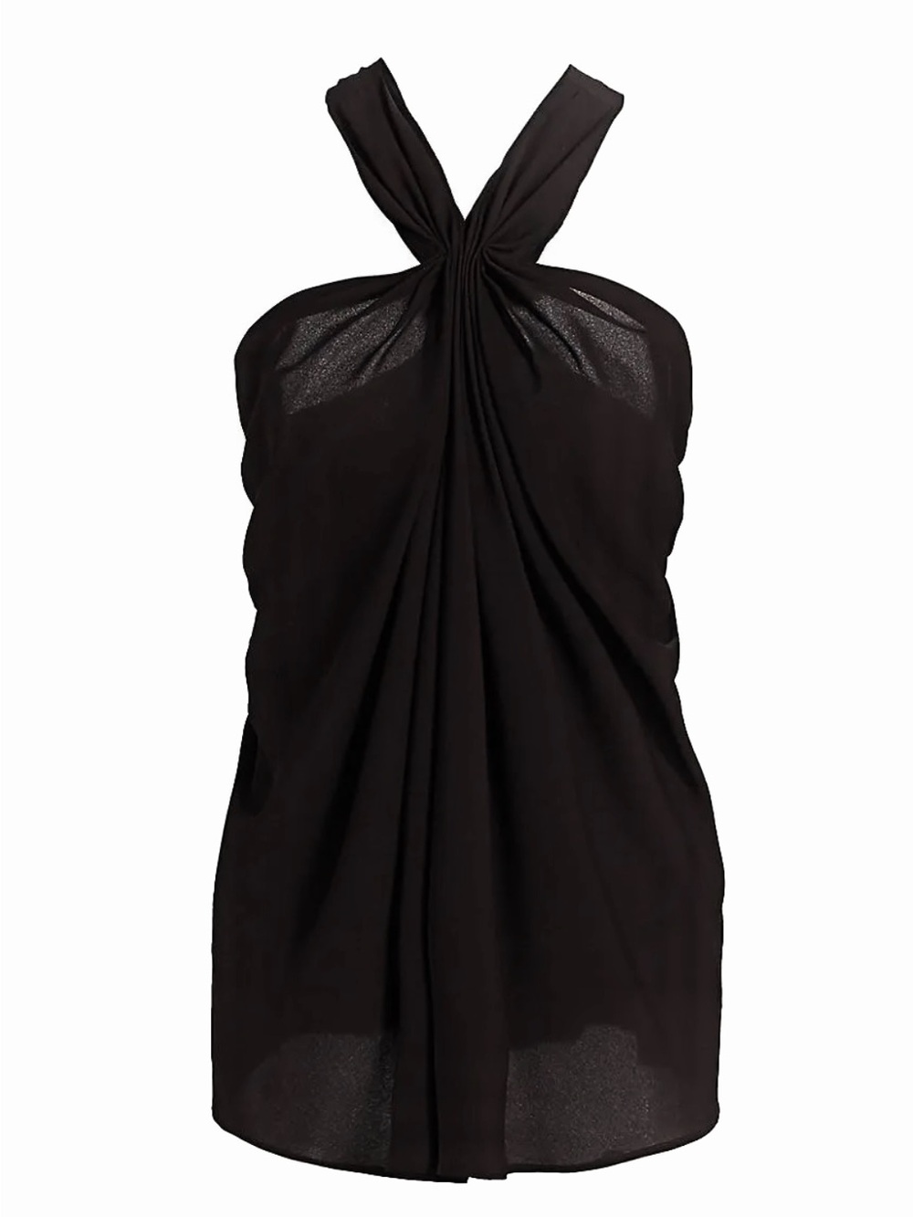 The Row Black Halter Tunic with Pleat Detail